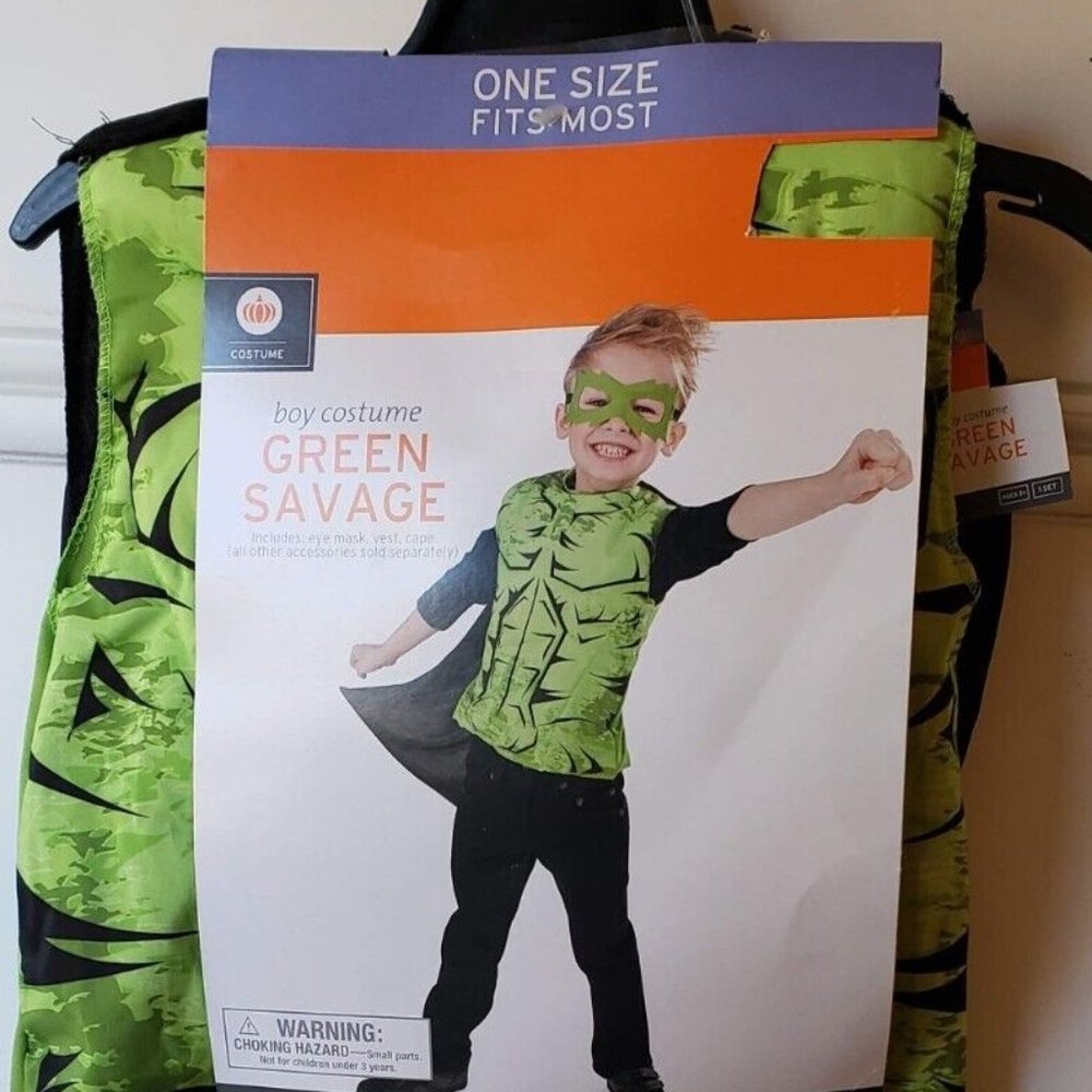 Green Savage Boys Halloween Costume   Size: One Size Fits Most - Ages 3+